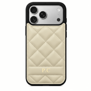 White Stitched Leather iPhone Case - Poly Bands