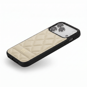 White Stitched Leather iPhone Case - Poly Bands