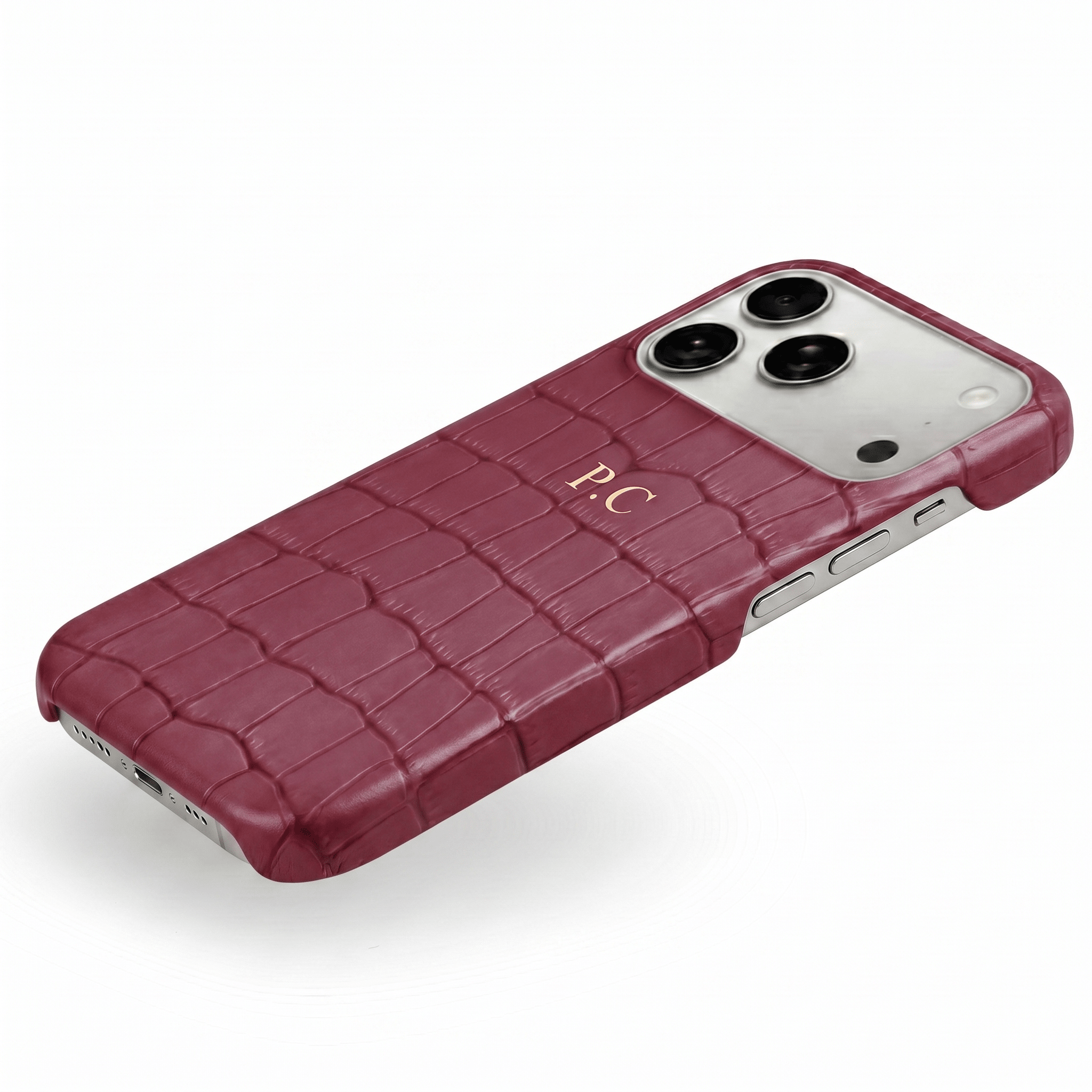 Wine Crocodile Texture Personalized Leather iPhone Case - Poly Bands