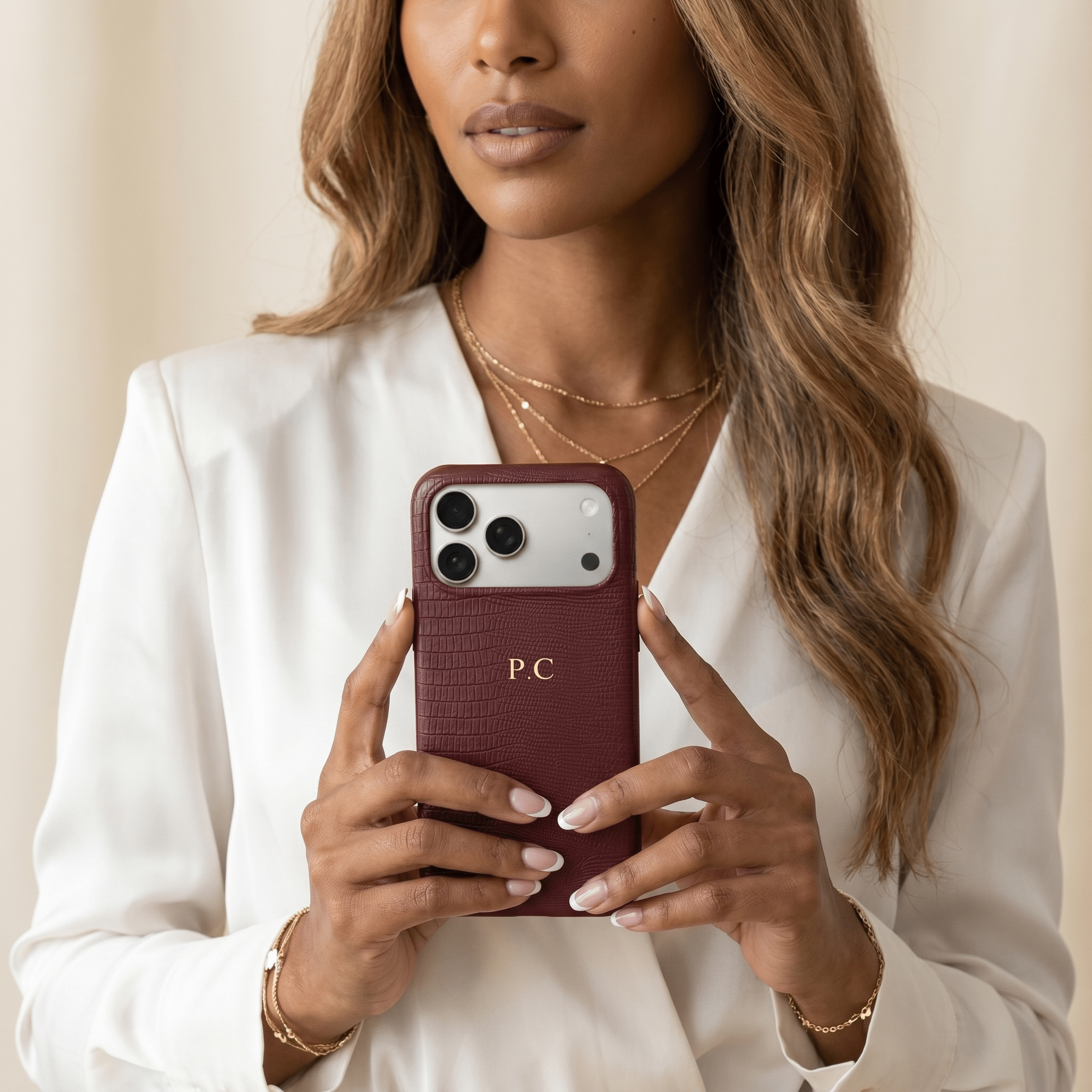 Wine Leather Snake iPhone Case - Poly Bands