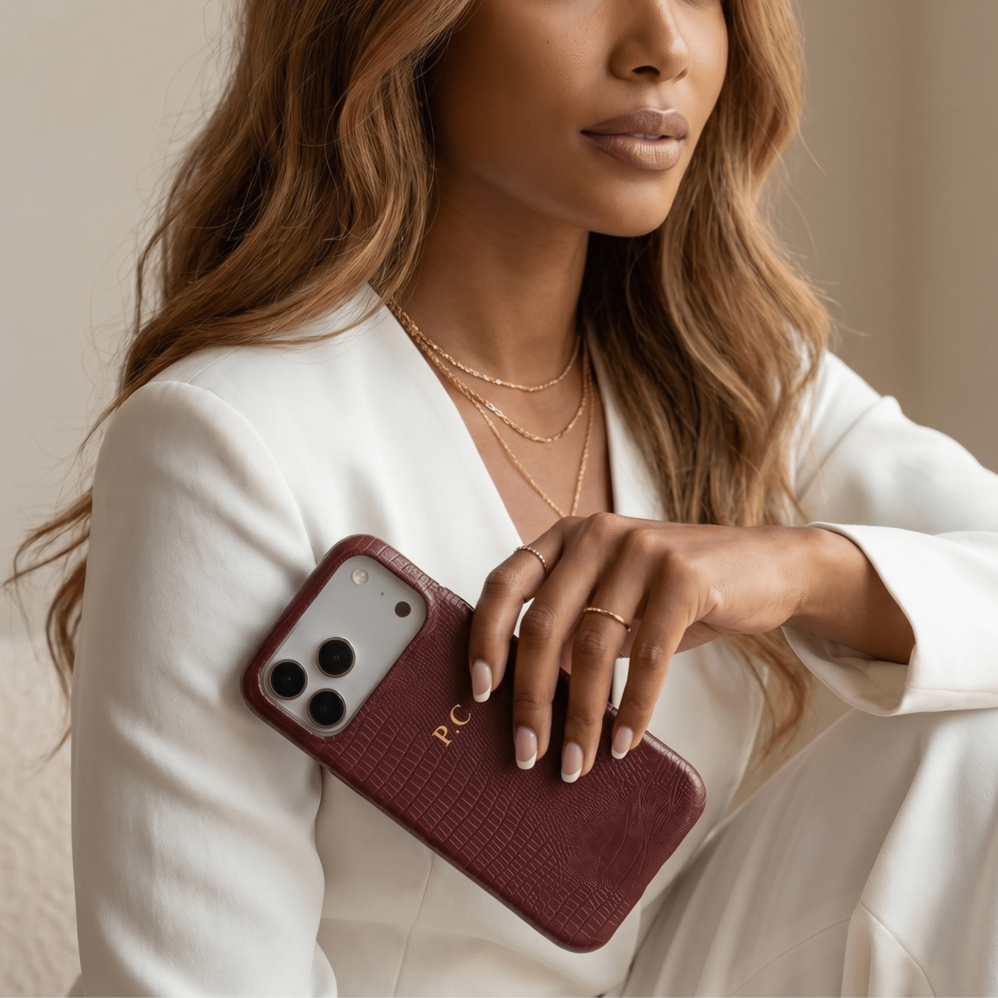 Wine Leather Snake iPhone Case - Poly Bands