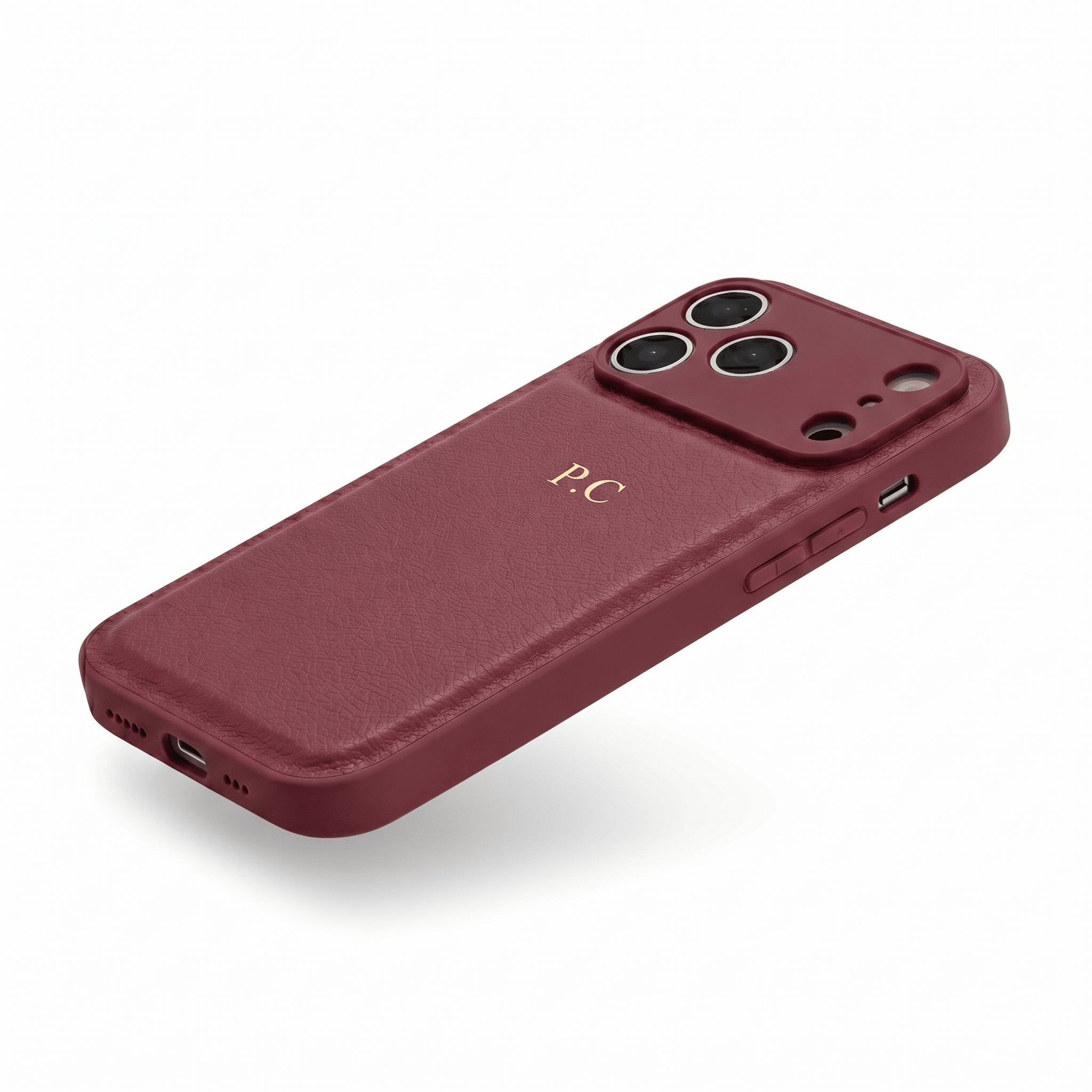 Wine Personalized Leather iPhone Case - Poly Bands
