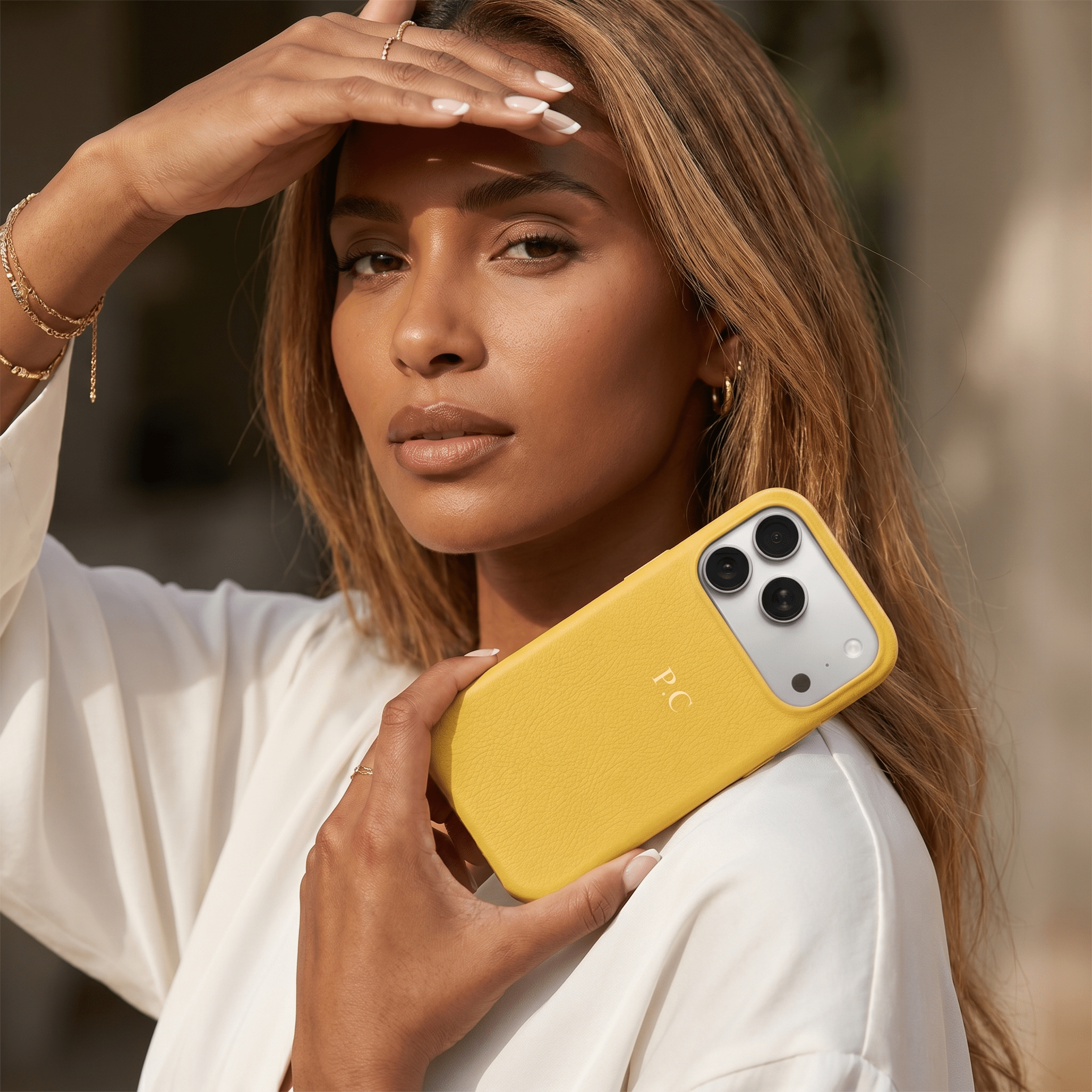 Yellow Leather iPhone Case - Poly Bands