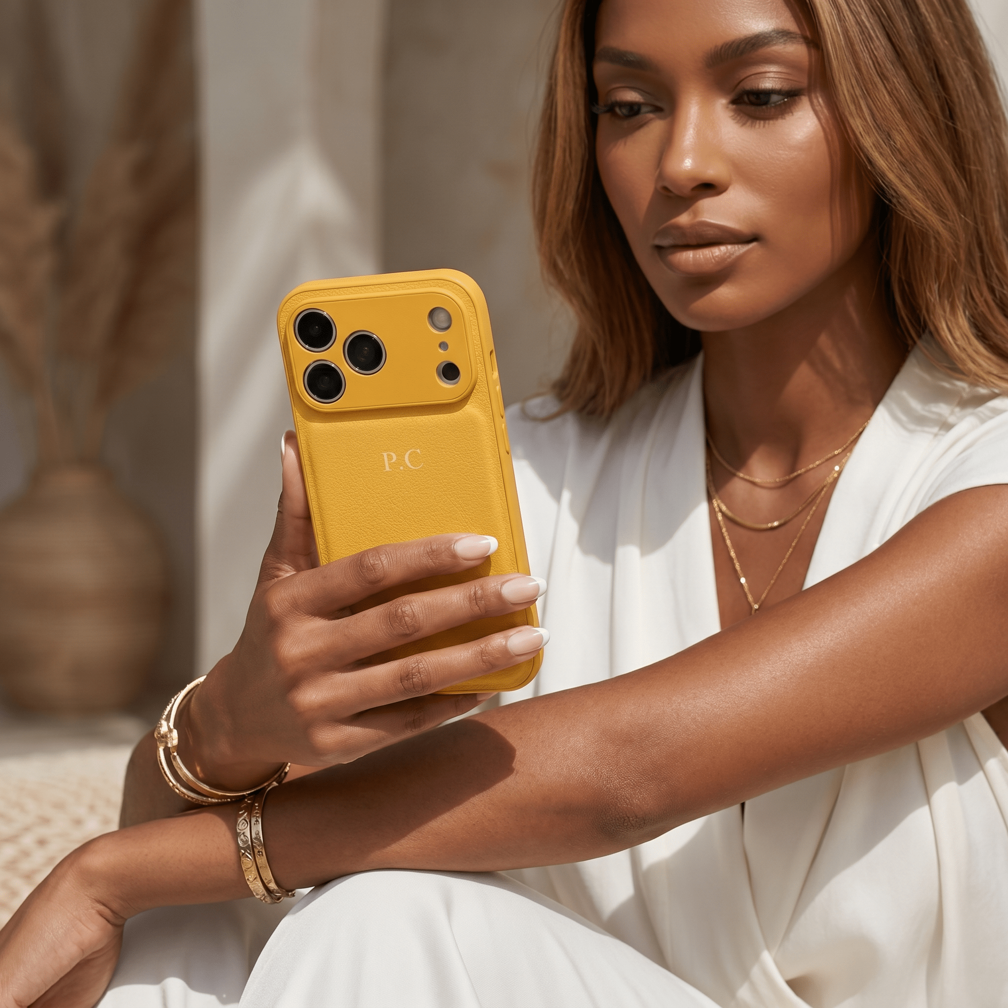 Yellow Leather iPhone Case - Poly Bands