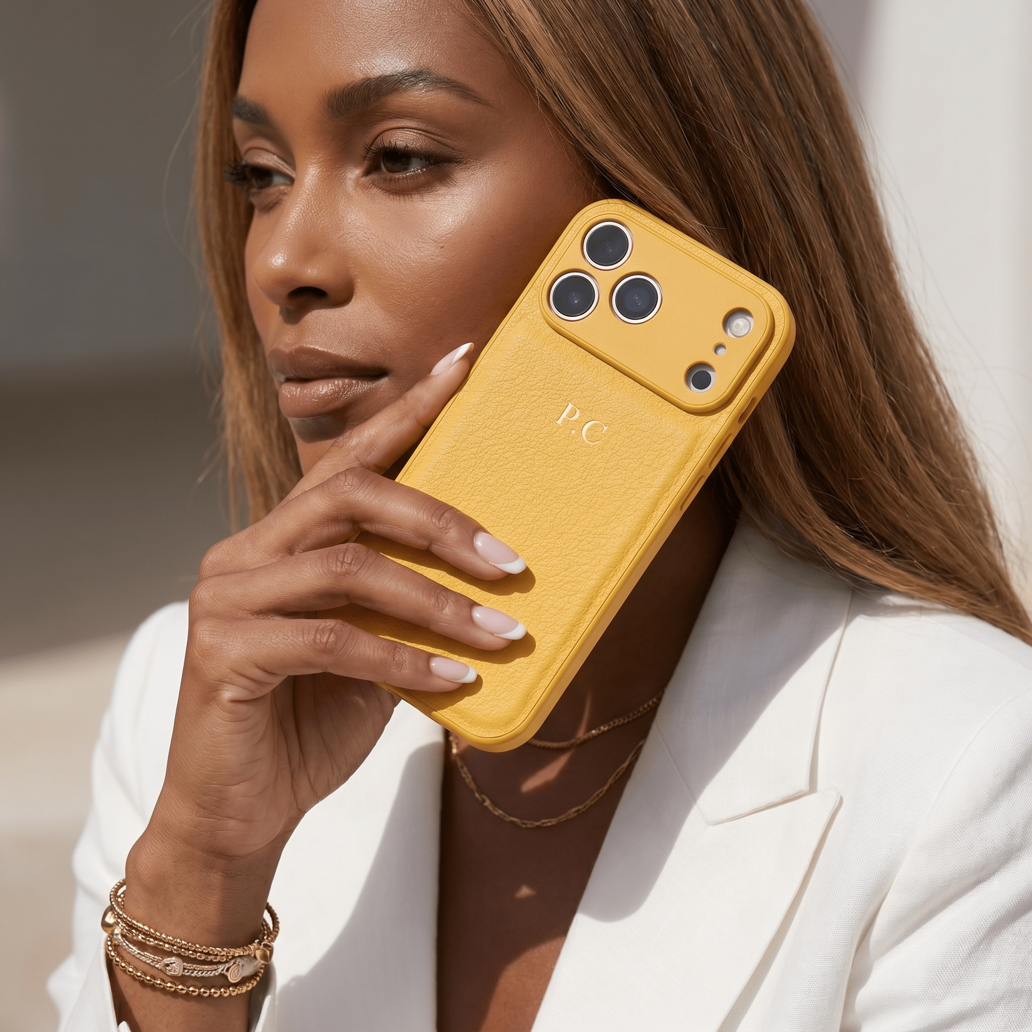 Yellow Leather iPhone Case - Poly Bands