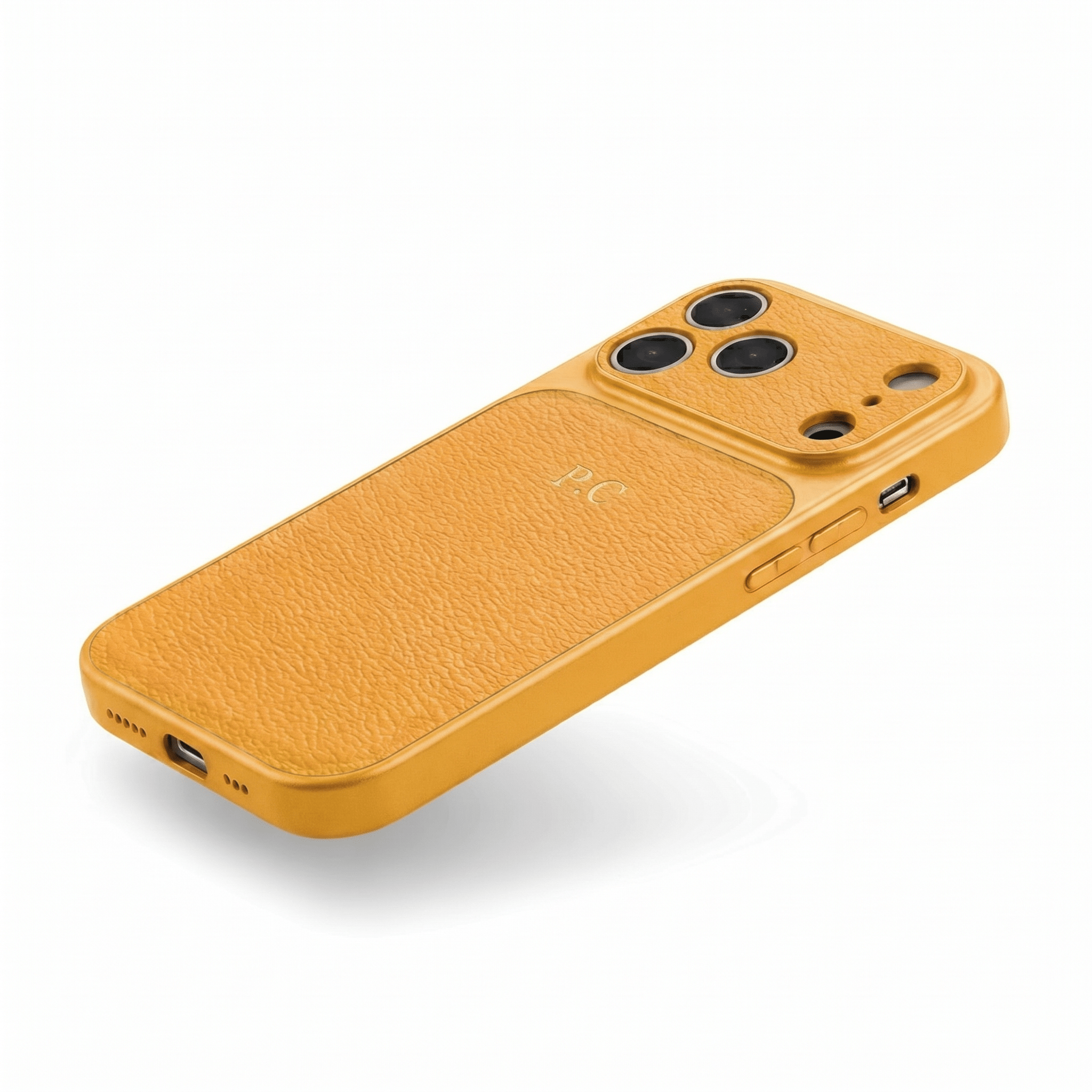 Yellow Personalized iPhone Case With Leather - Poly Bands