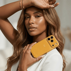 Yellow Personalized iPhone Case With Leather - Poly Bands